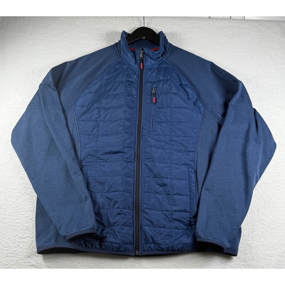 Orvis Mixed Media Quilted Classic‎ Collection Full Zip Blue Jacket Men's XL